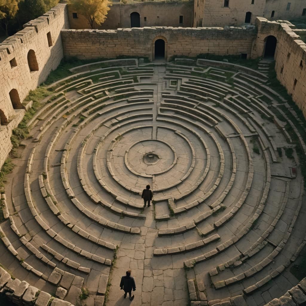 Square Labyrinth in Cinematic Style of Denis Villeneuve