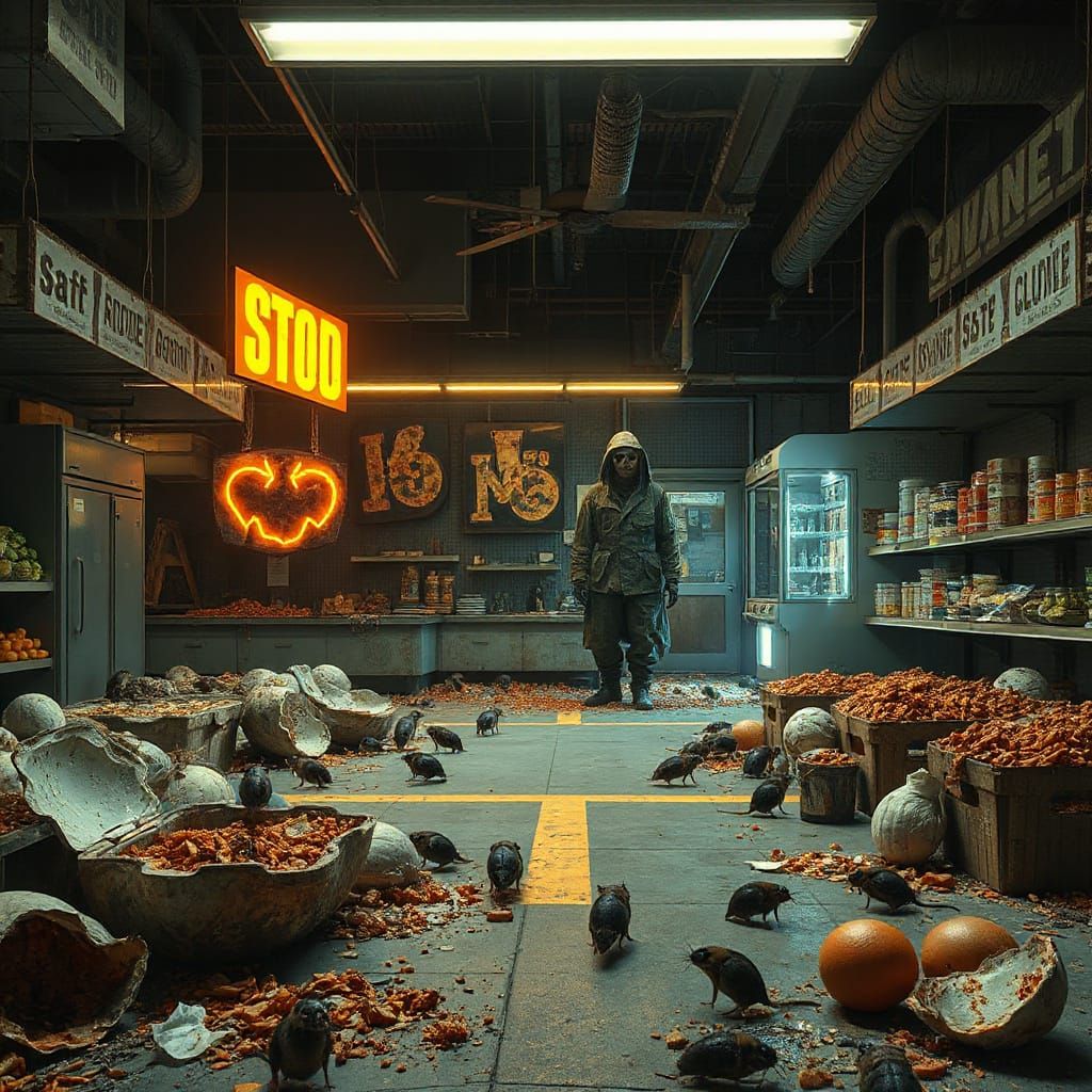 Cyberpunk SCP-096 in Abandoned Store, Digital Art