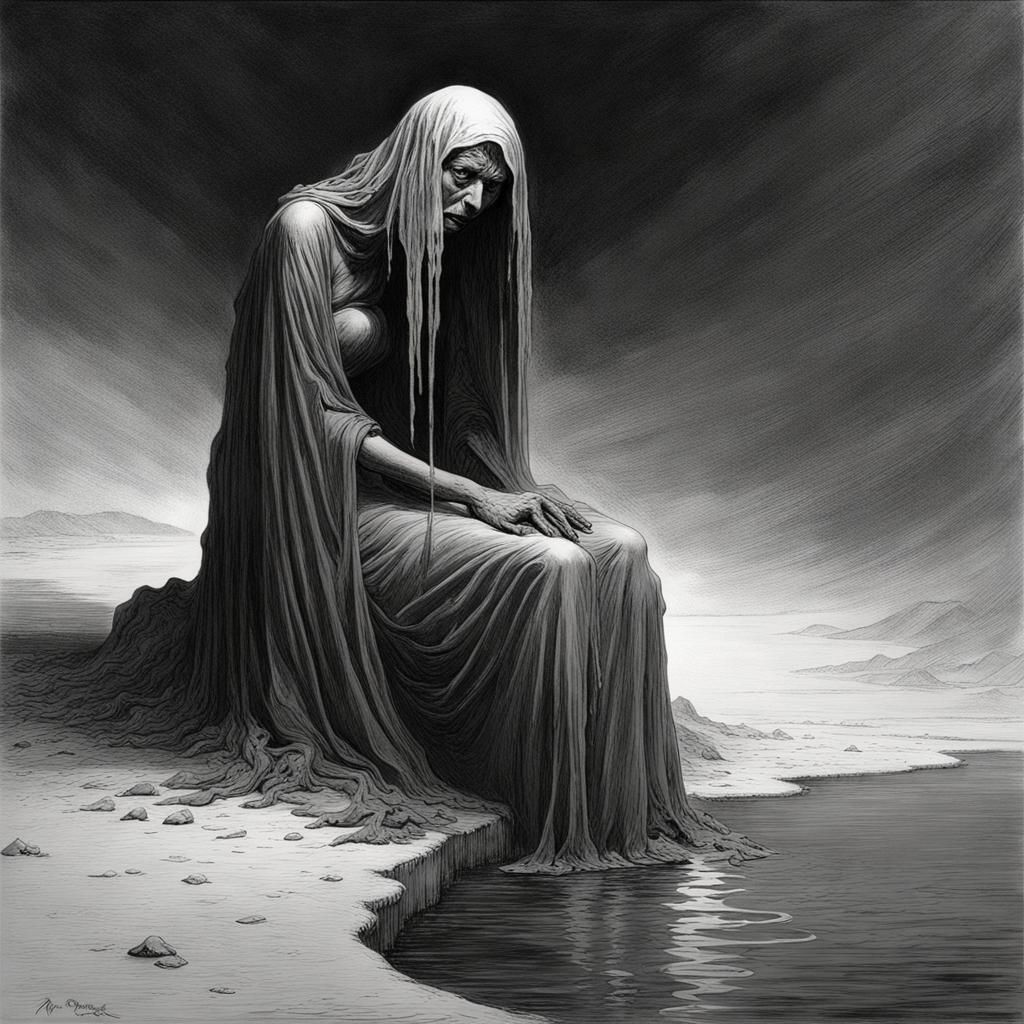 Melting Woman: A Gothic Horror Illustration