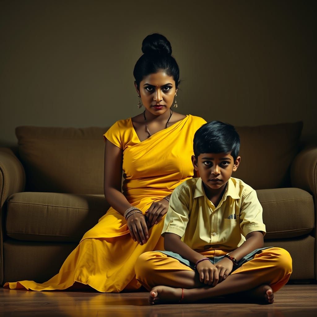 Indian Woman Admonishing Boy, Cinematic Realism