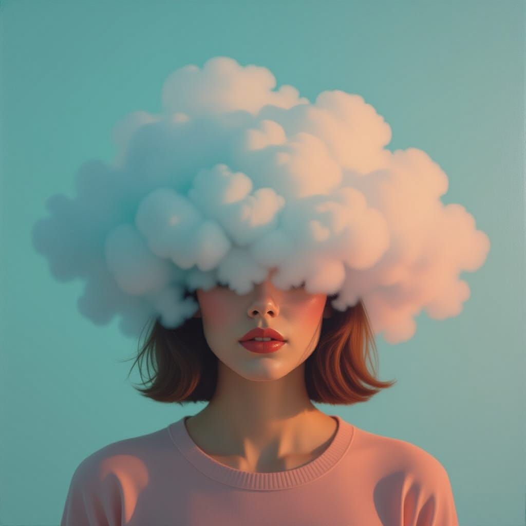 Woman's Head Shrouded in Ethereal Fog