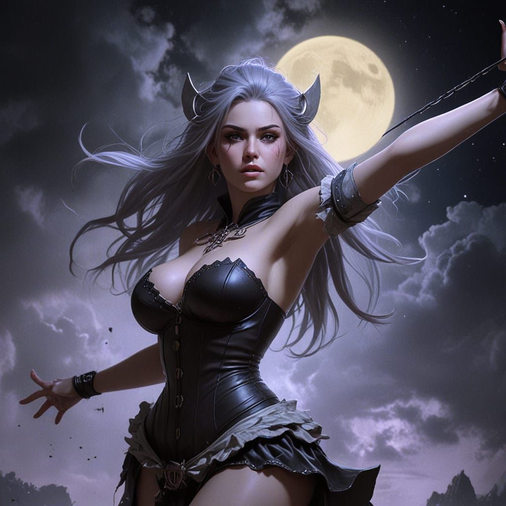 Ethereal Dancer in Moonlit Aura