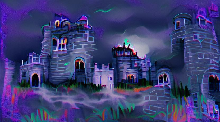 Eerie Haunted Castle Under Moonlight