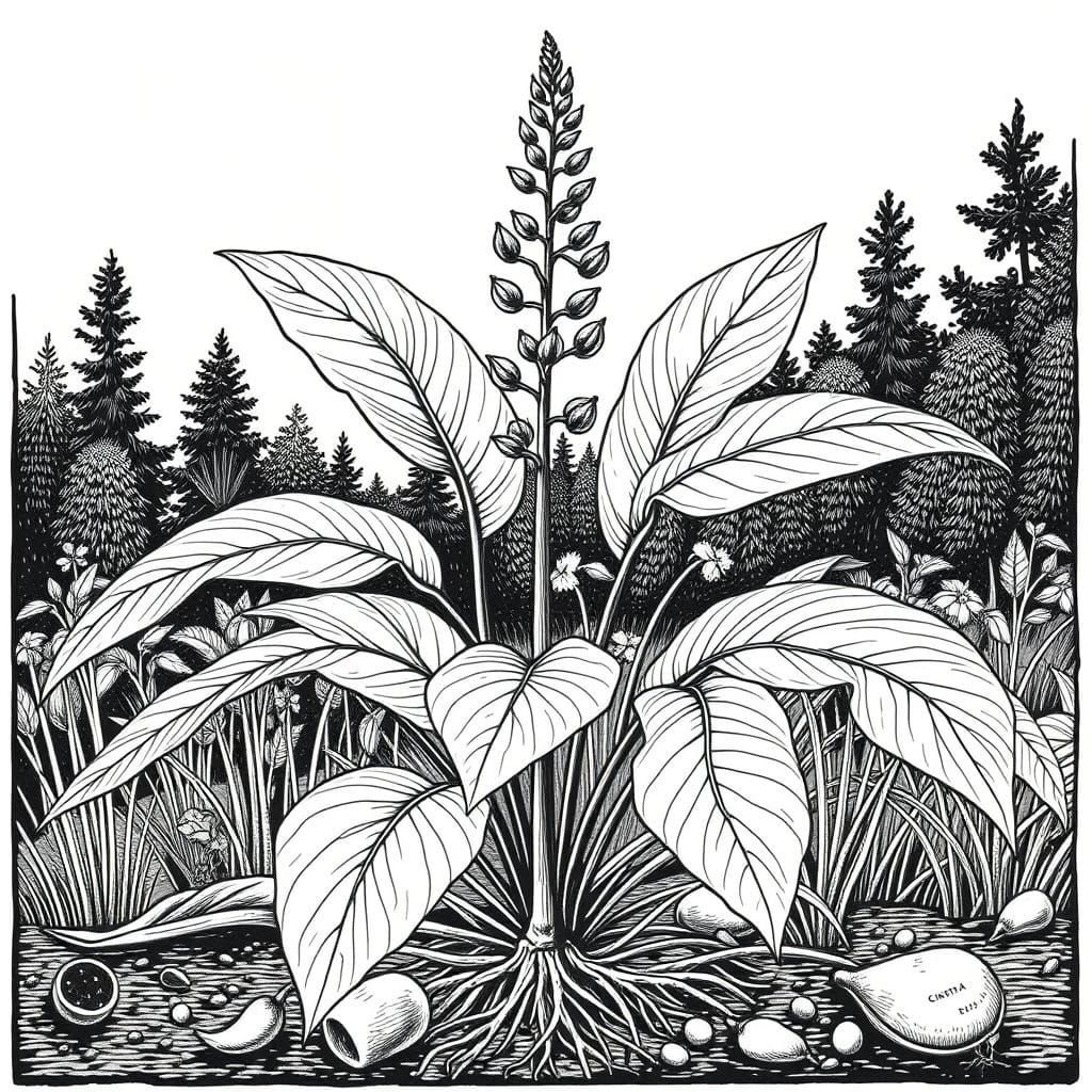 American Ginseng Woodcut