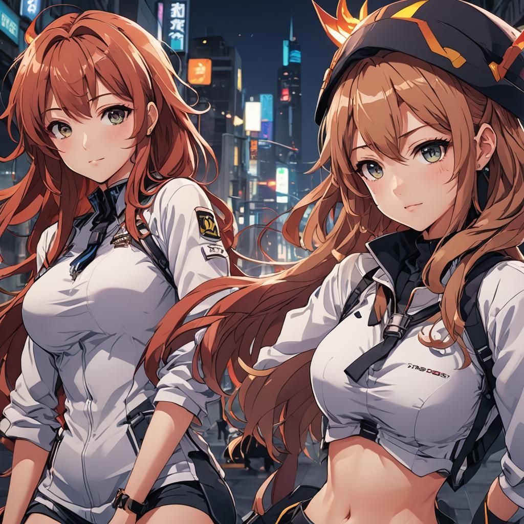 Anime Girls in Cel-Shaded Style by Studio Trigger