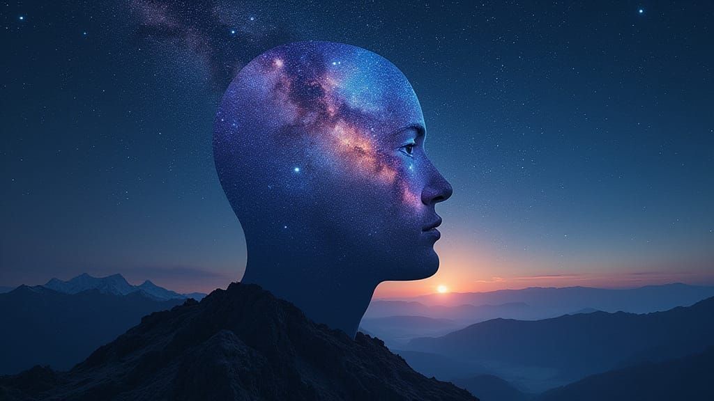 Milky Way Silhouette in Cosmic Surrealism Style