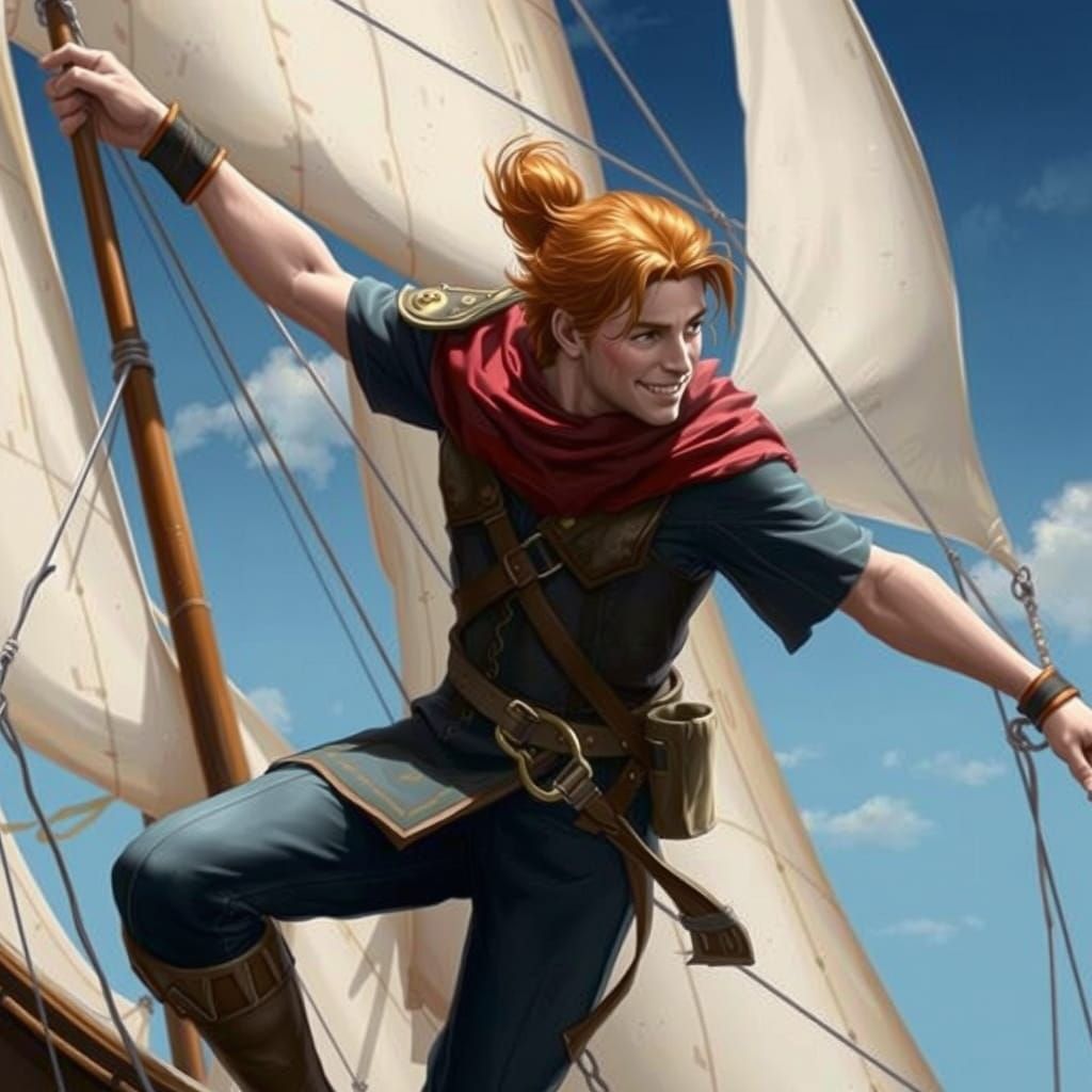 Redhead Sailor's Portrait in Oil Painting Style