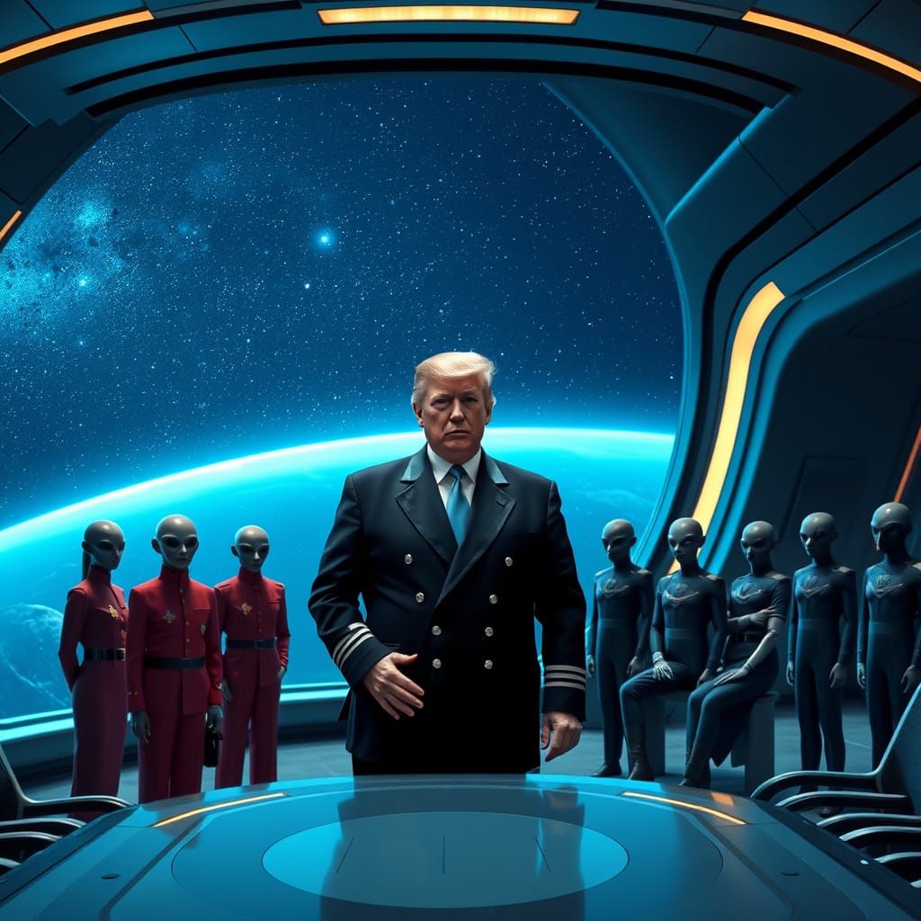 United Federation of Planets Leader in Futuristic Conference...