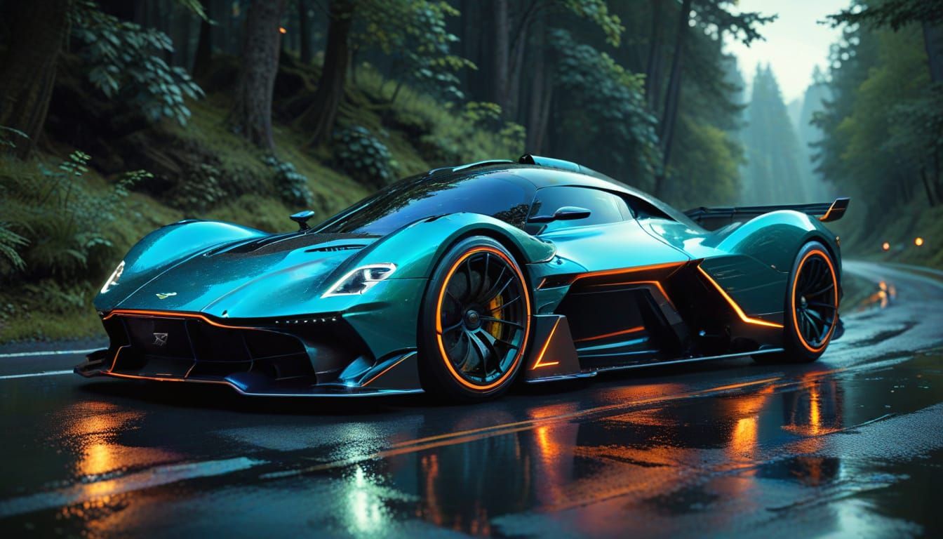 Neon Supercar Races on Mountain Road in Unreal Engine