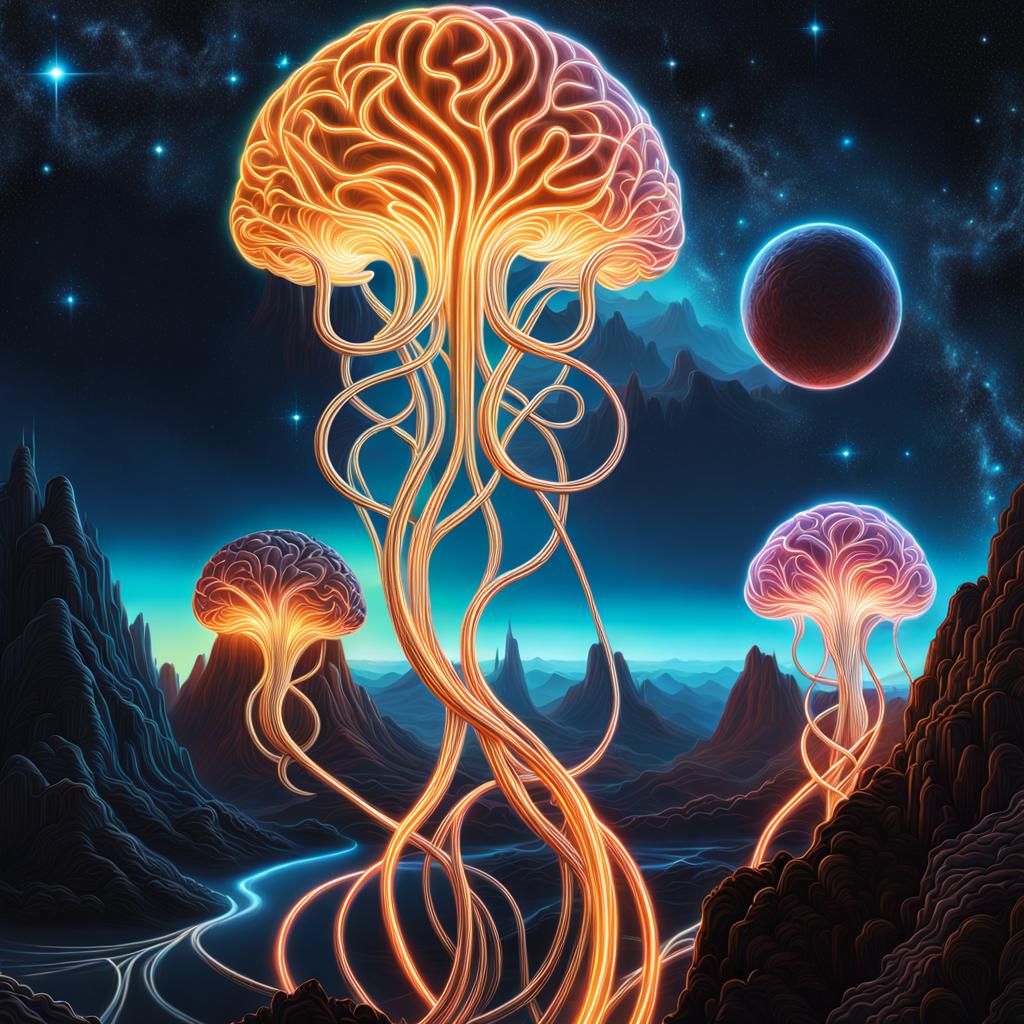 Nebulae Brain Art with Electric Sparks