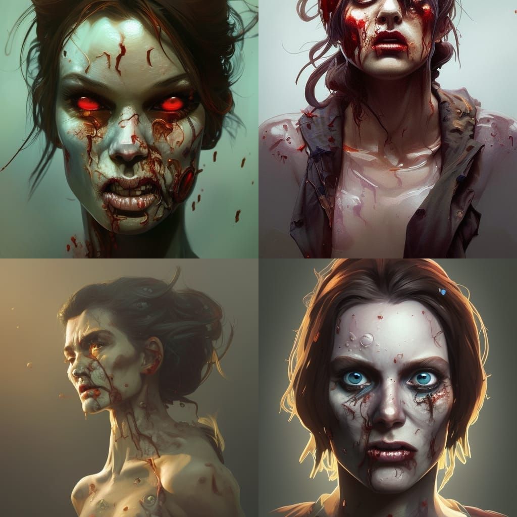 Hyperdetailed Zombie Portrait in Dynamic Lighting