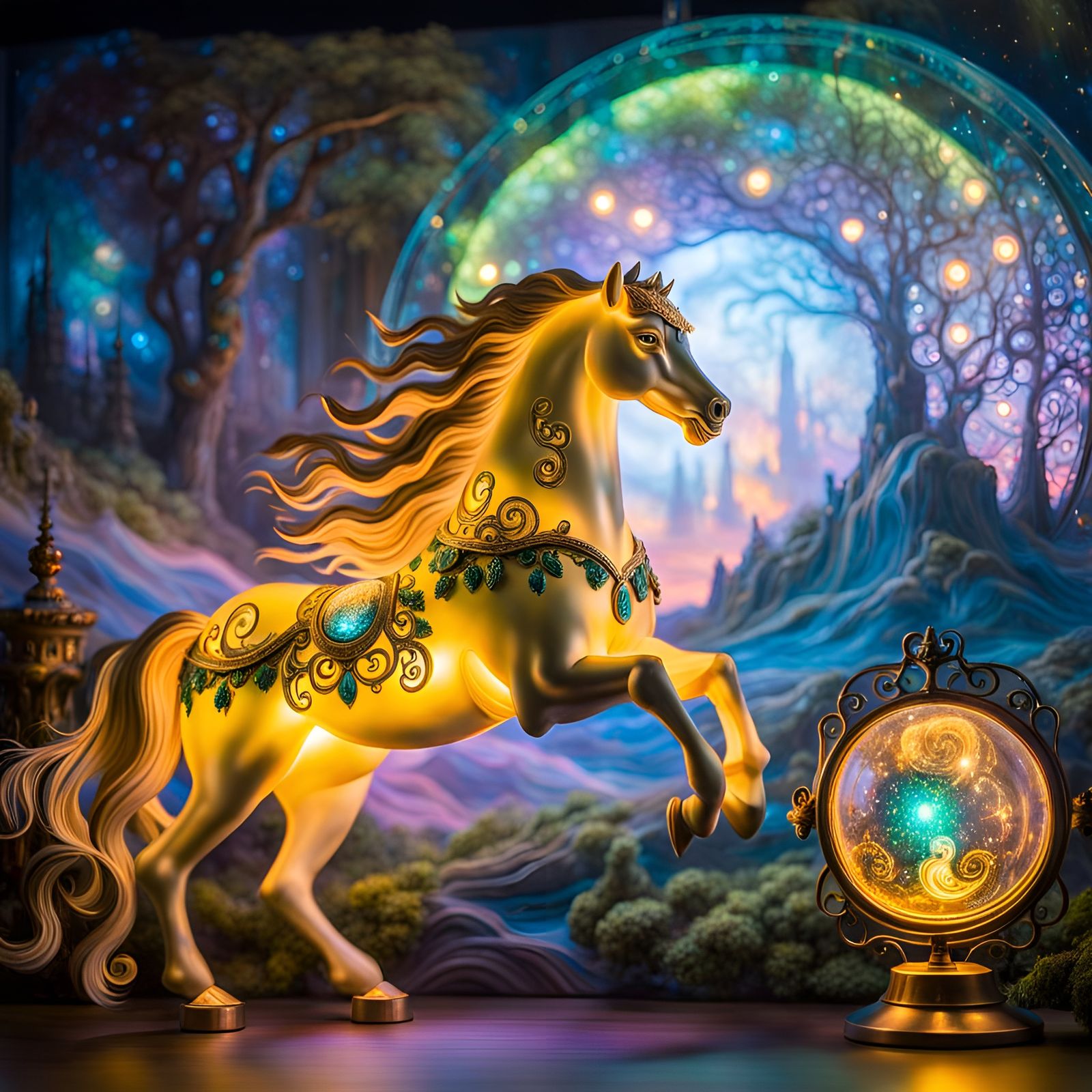 Bioluminescent Carousel Horse Escapes to Freedom