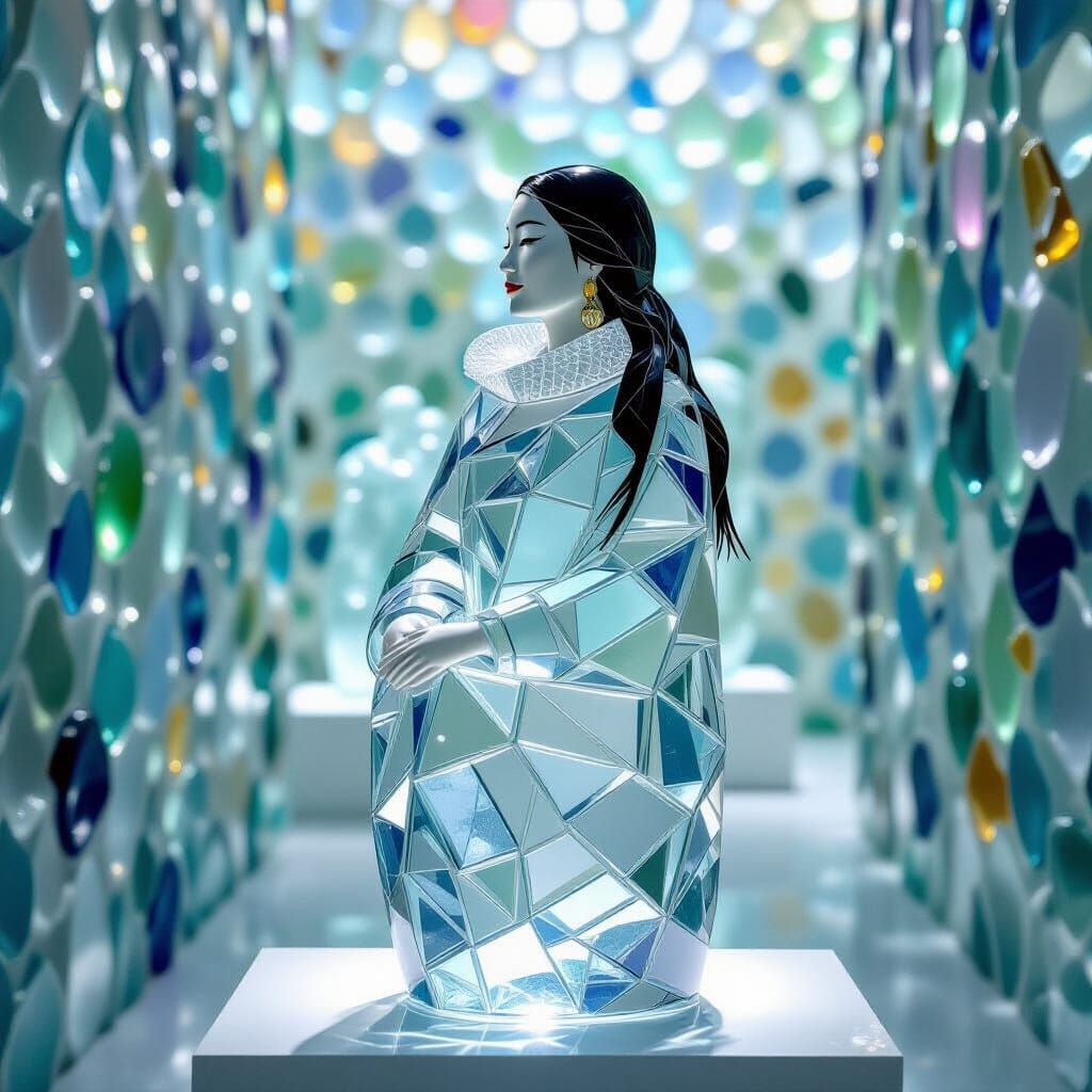 Frosted Glass Eskimo Sculpture in Sea Glass Gallery