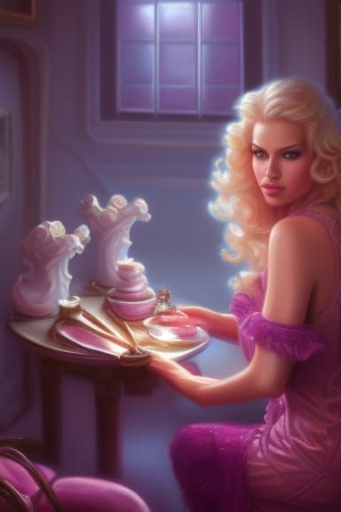 Detailed Portrait in Pink Color Palette