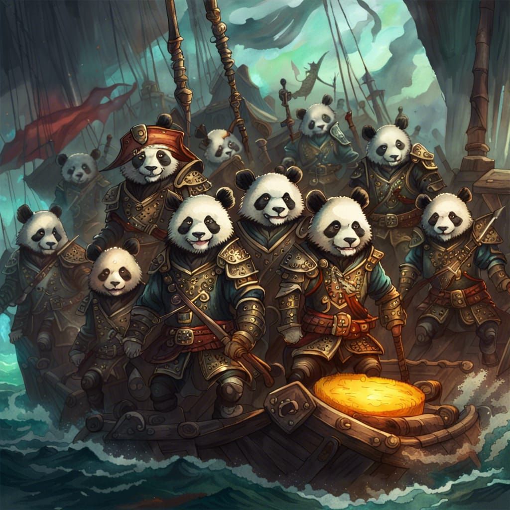 Panda Pirate Warriors Defending on Deck