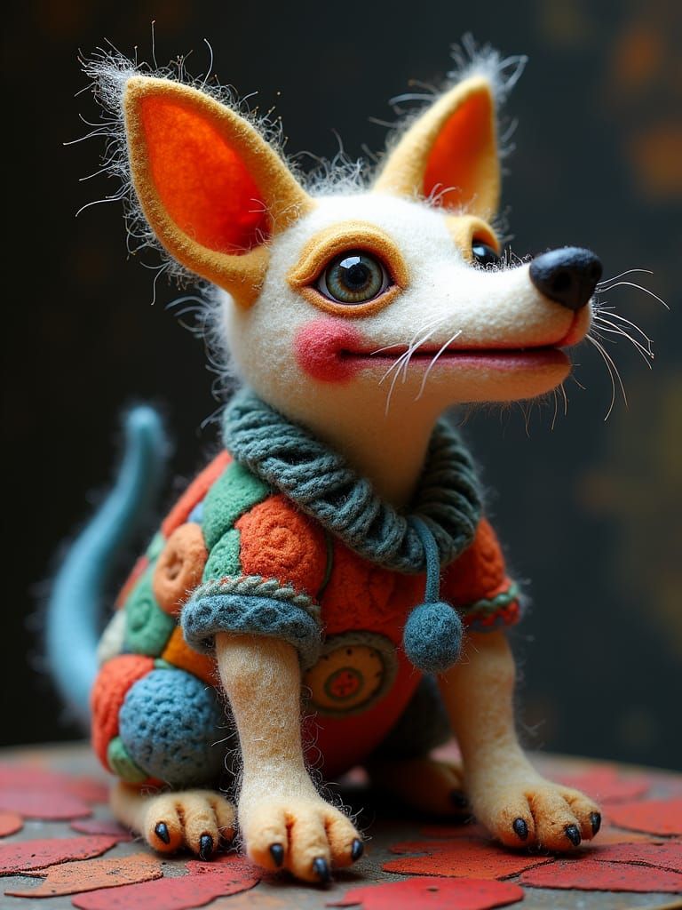 Boofy Dog Crafted from Needle Felt and Quilting