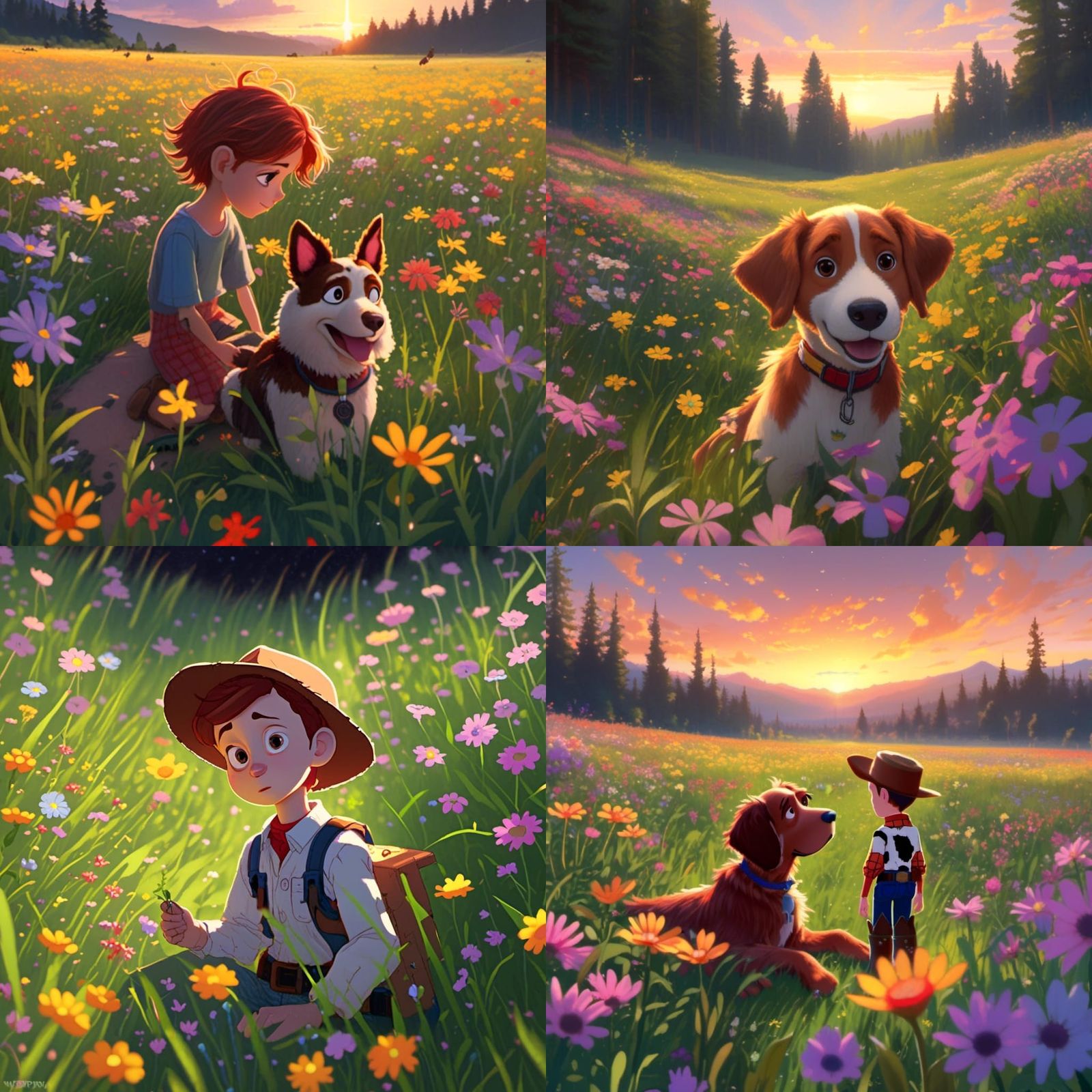 Woody Wakes Up in a Wildflower Field