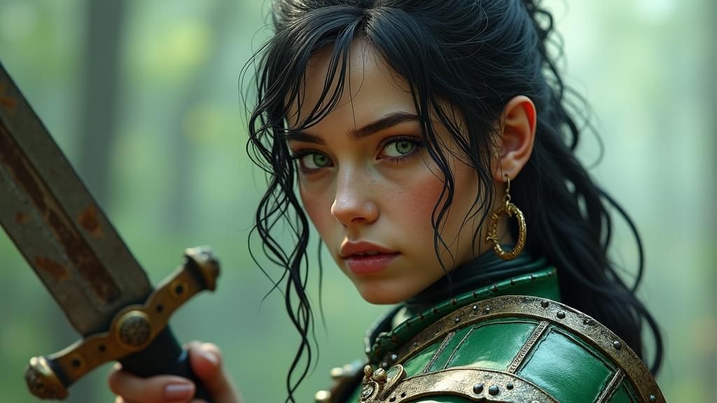 Fantasy Warrior Woman Ready for Battle