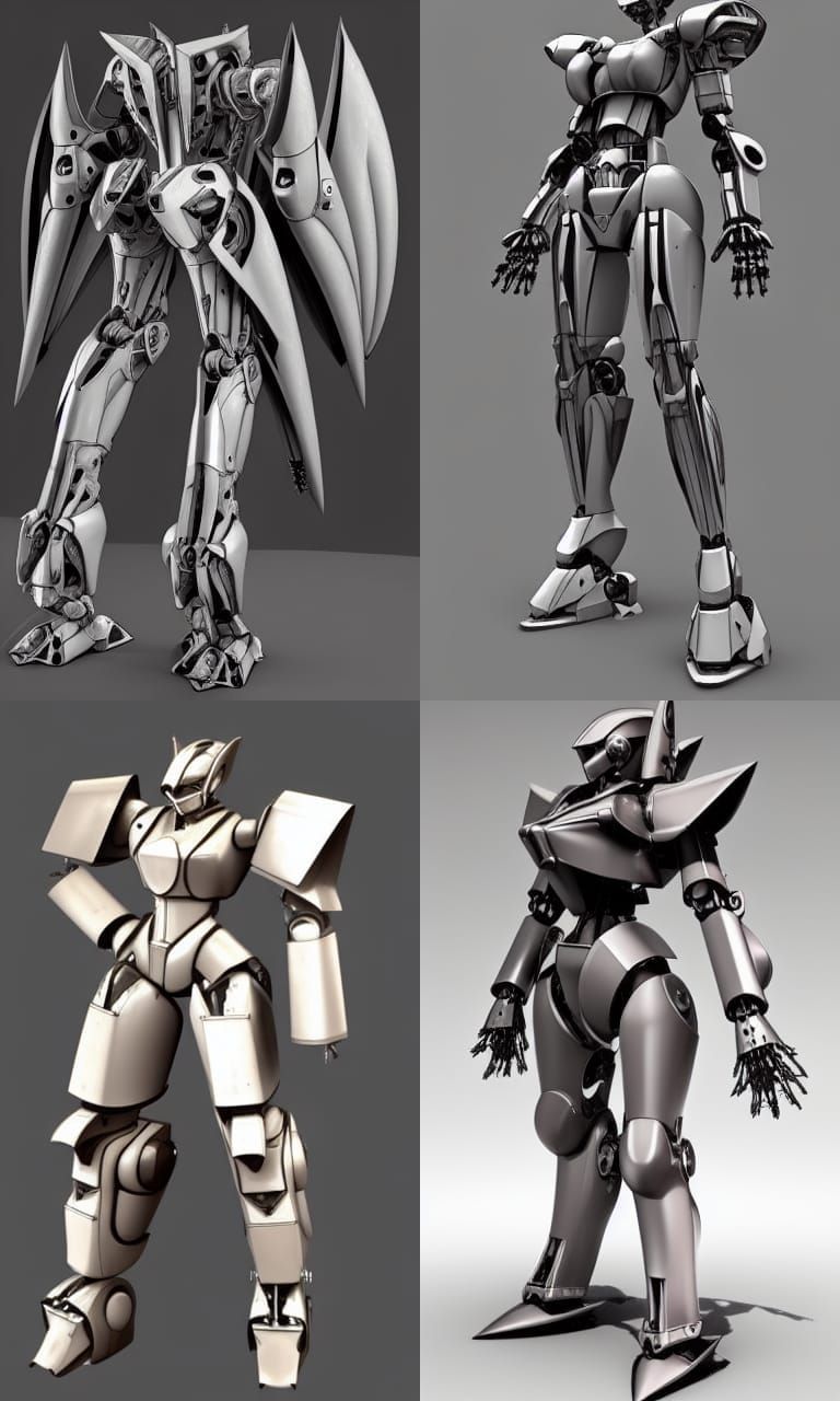 Voluptuous Armored Mecha with L-Gaim Armor in 3D