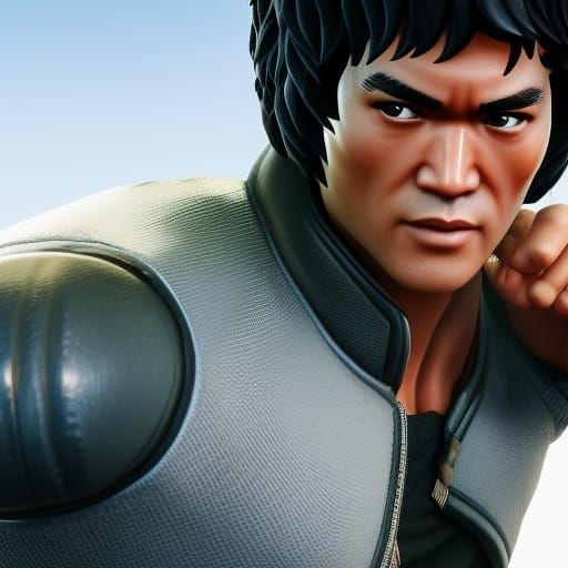 Bruce Lee as Fortnite Skin in Digital Art