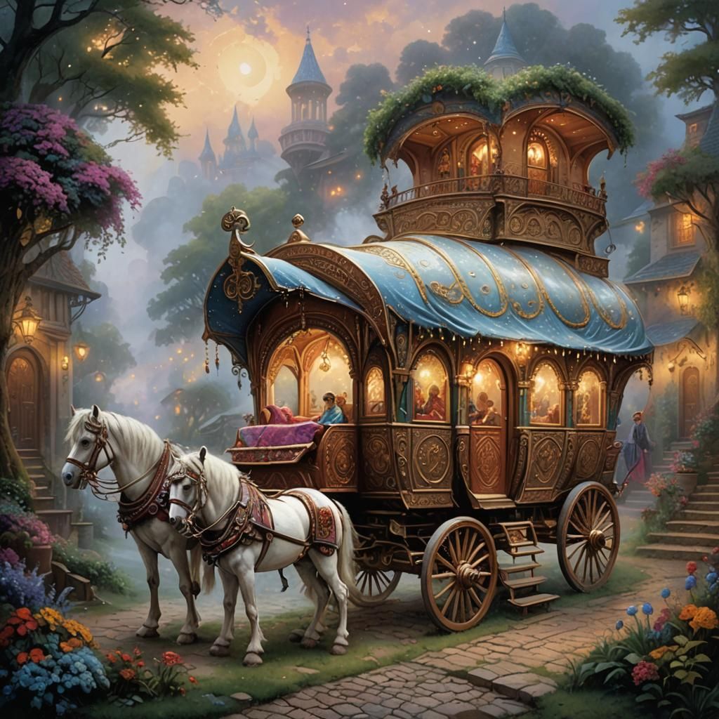 Ornate Gypsy Caravan in Ethereal Fantasy Style