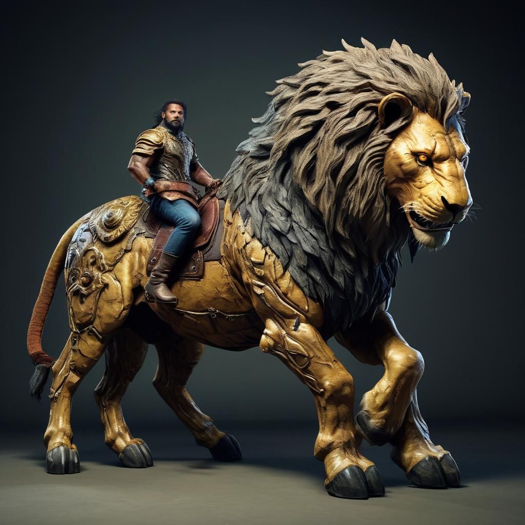 Majestic Lion-Horse Chimera: Imposing Hybrid Beast
