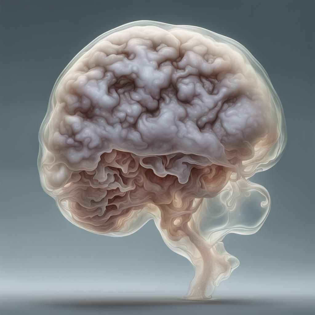 Translucent Amoeba Encasing a Human Brain
