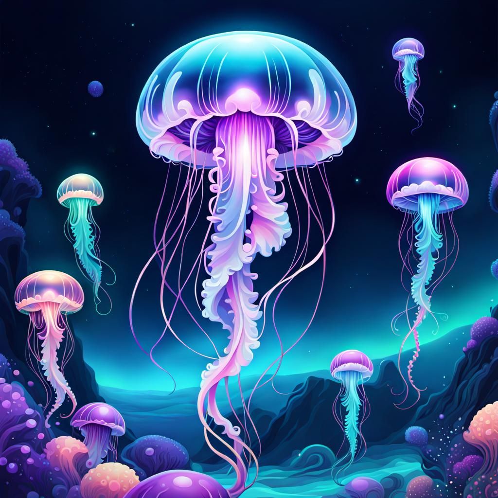 Pastel Goth Jellyfish Icon in Digital Art