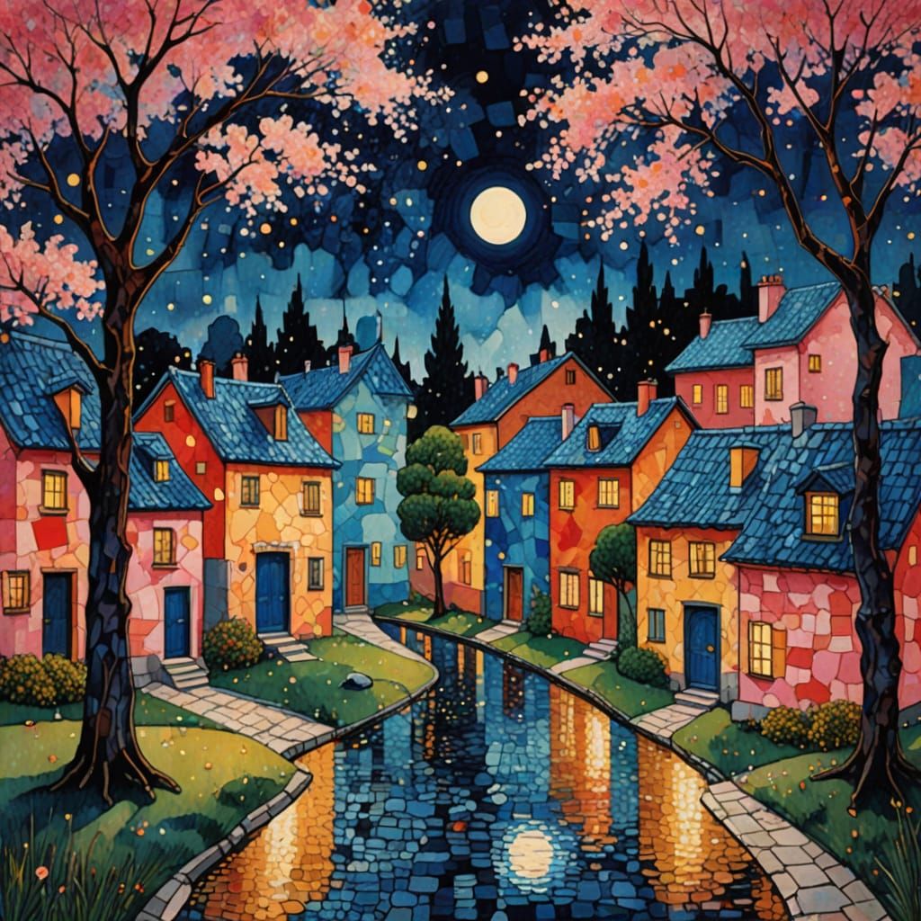 Ethereal Urban Dreamscape in Art Deco Style