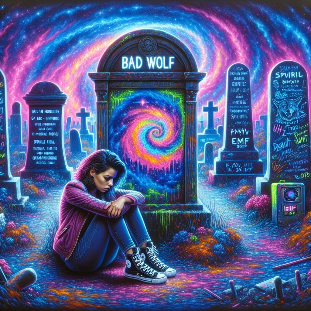 Grieving Woman at Bad Wolf Grave in Neo-Impressionism Style