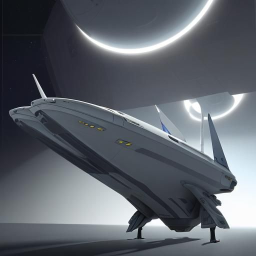 spaceship with a double hull, two paired nacelles, a space c...