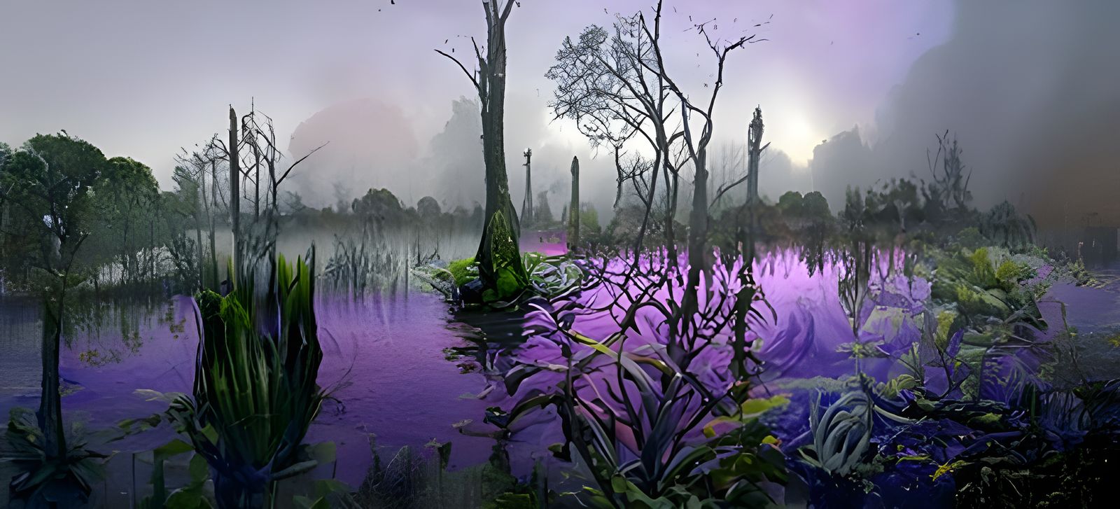 Magic Purple Swamp Landscape by Jon Hodgson