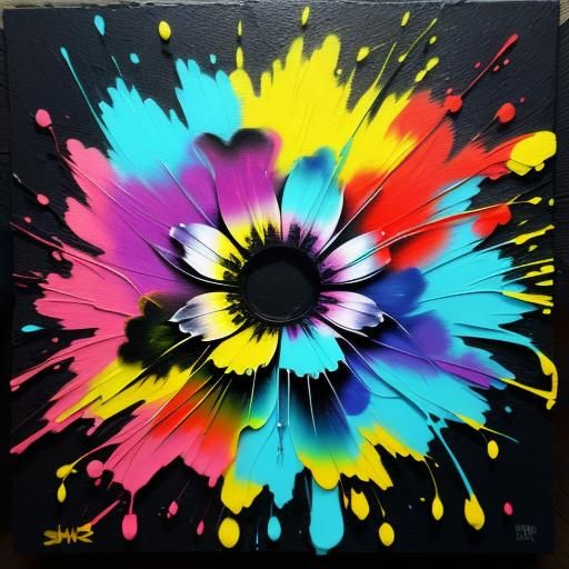 Colorful Graffiti Bodus Flower in Splash Art Style