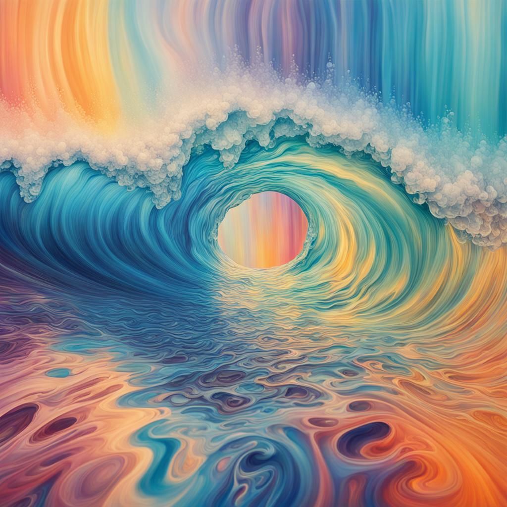 Heart-Shaped Ocean Wave in Abstract Art Style