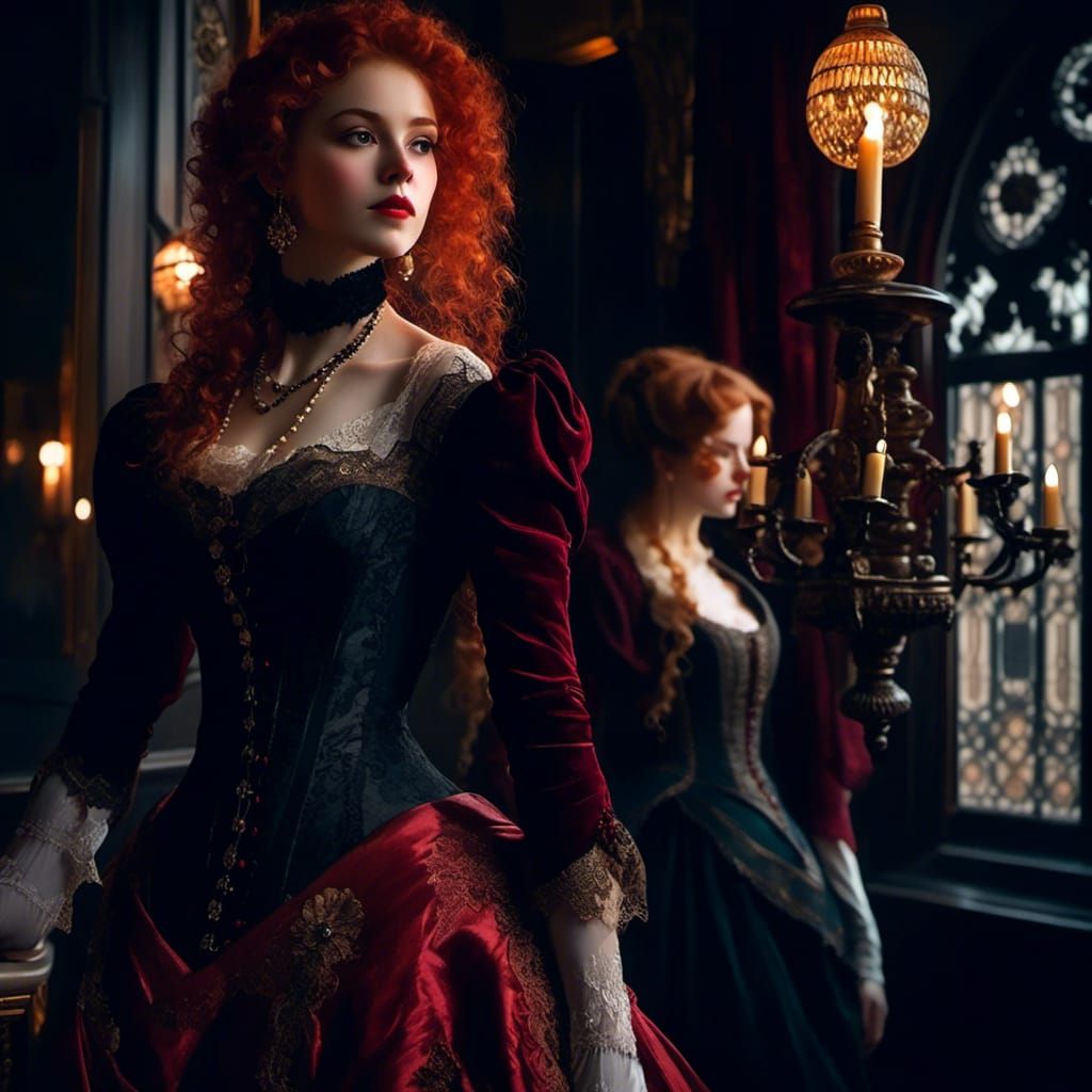 Victorian Vampire Mina Harker in Dreamy Vignettes Style