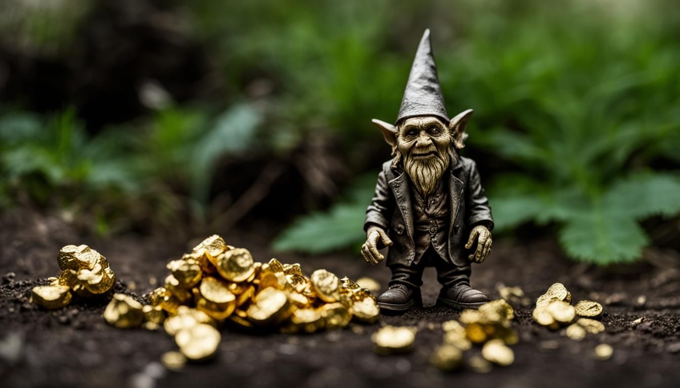 Rich Goblin Gnome with Gold: Nature Photography