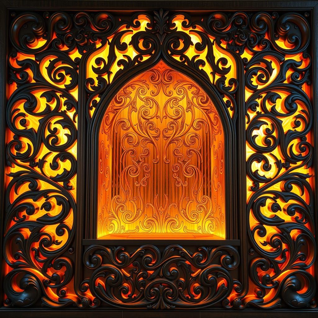 Majestic Ark of Swirling Scrolls in Dreamlike Style