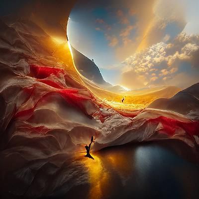 Icy Cave Entrance at Cliffside in Digital Art