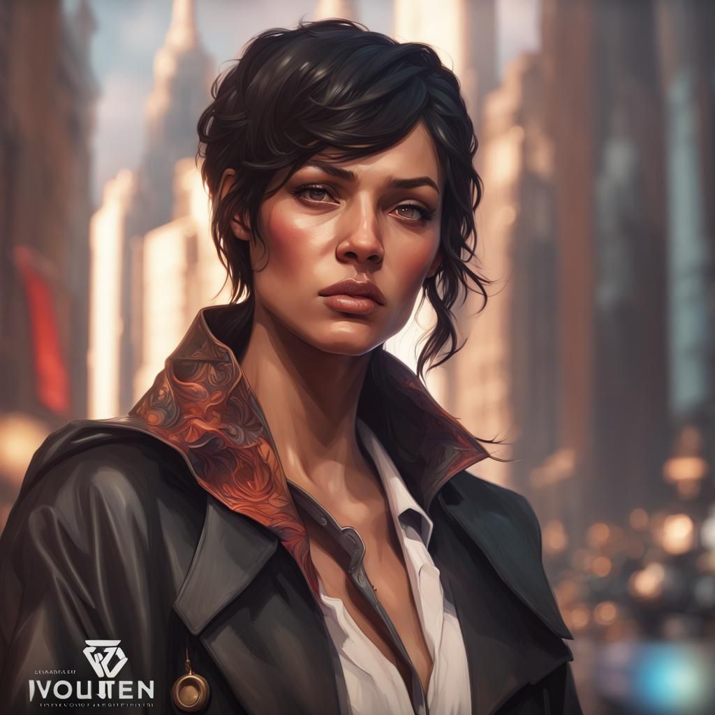 Person in Black Trenchcoat: Hyperdetailed Portrait