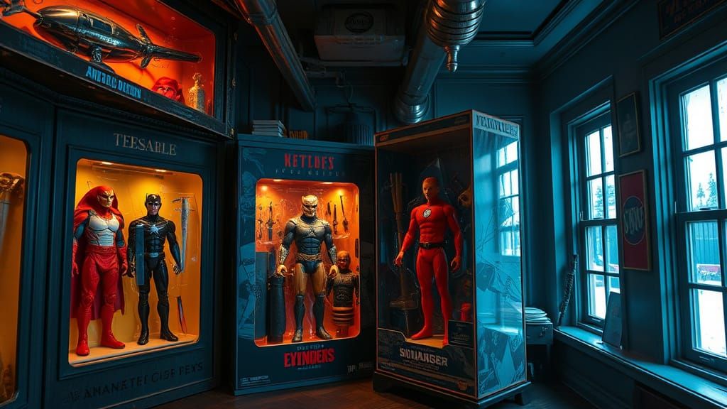 Epic Cinematic Action Figure Boxes Digital Painting