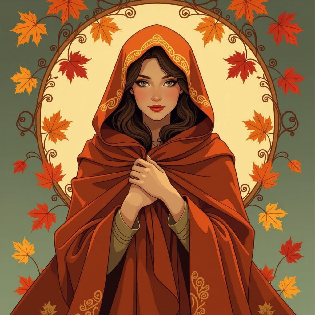 Autumn Woman in Art Nouveau Style