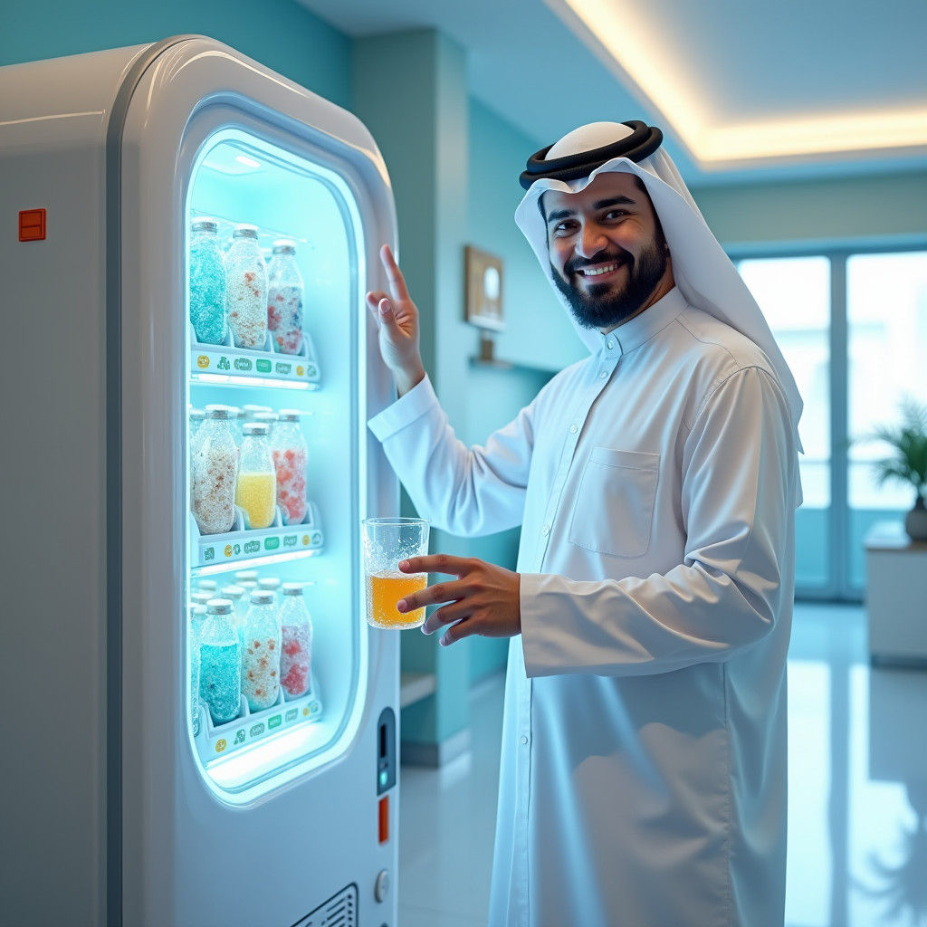 Futuristic Vitamin C Vending Machine in Hospital Lobby