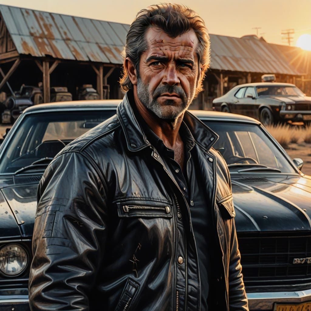 Mad Max and the Black Ford Falcon: Charcoal Art