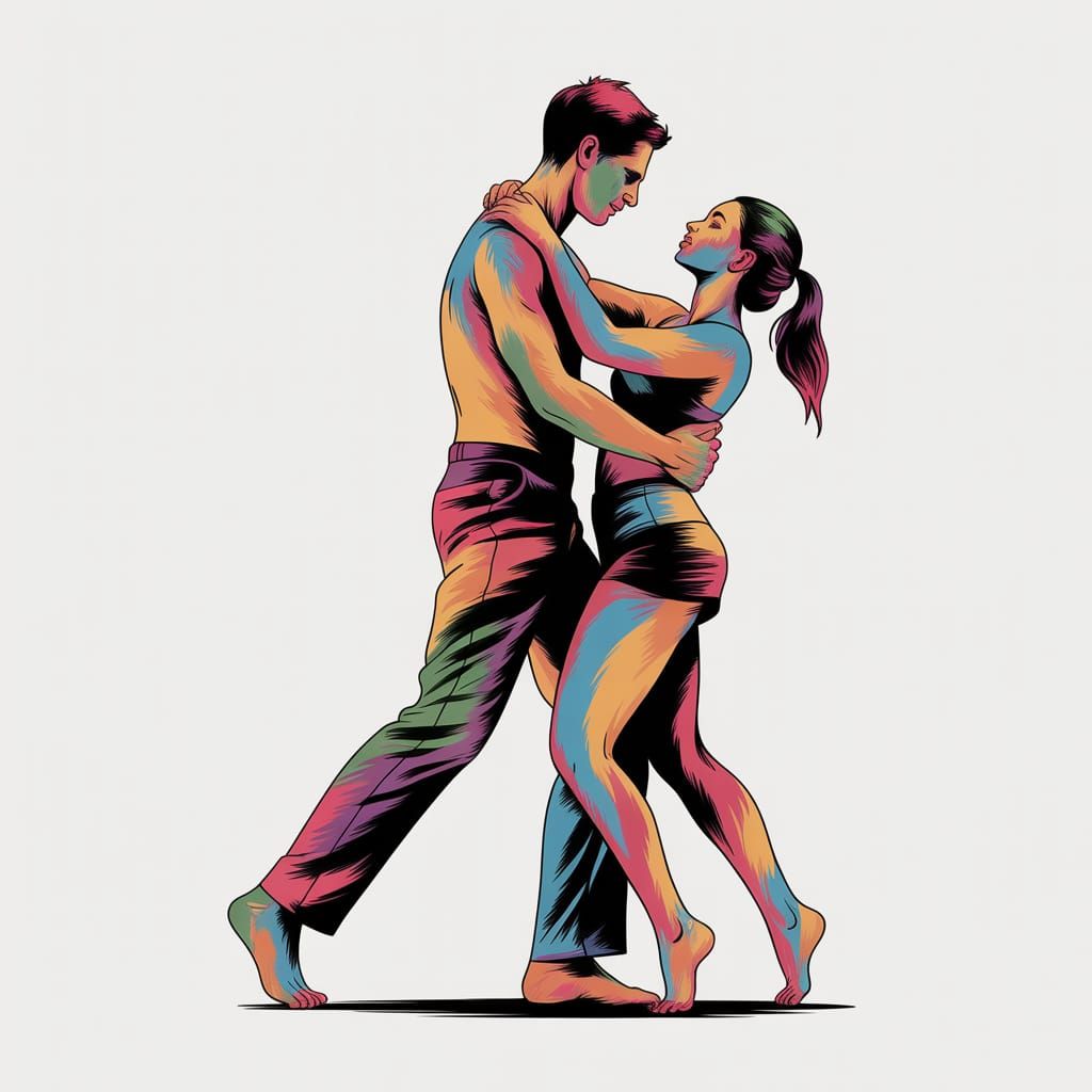 Passionate Dancing Couple in Vector Art