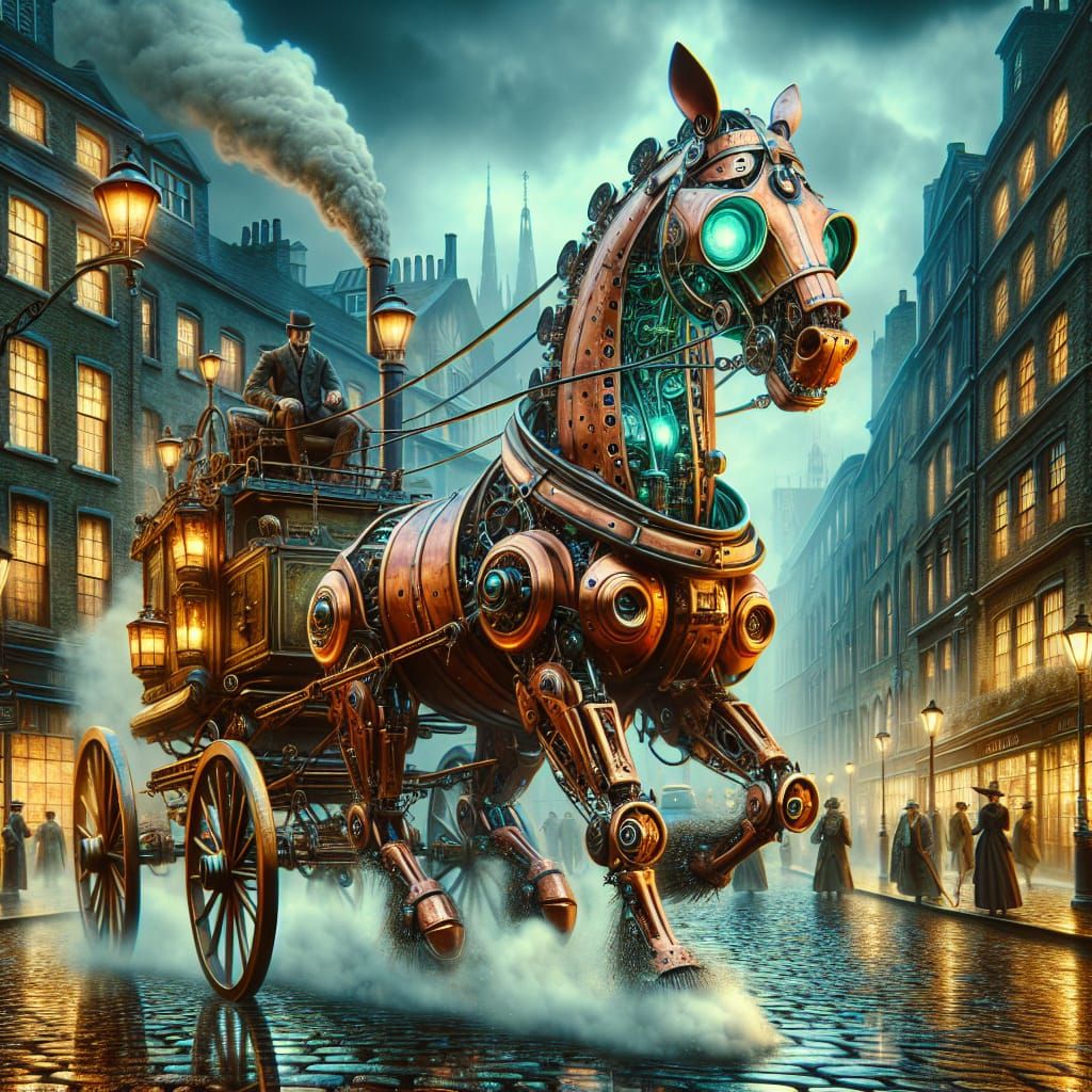 Mechanical Horse Trots Through Old London Streets