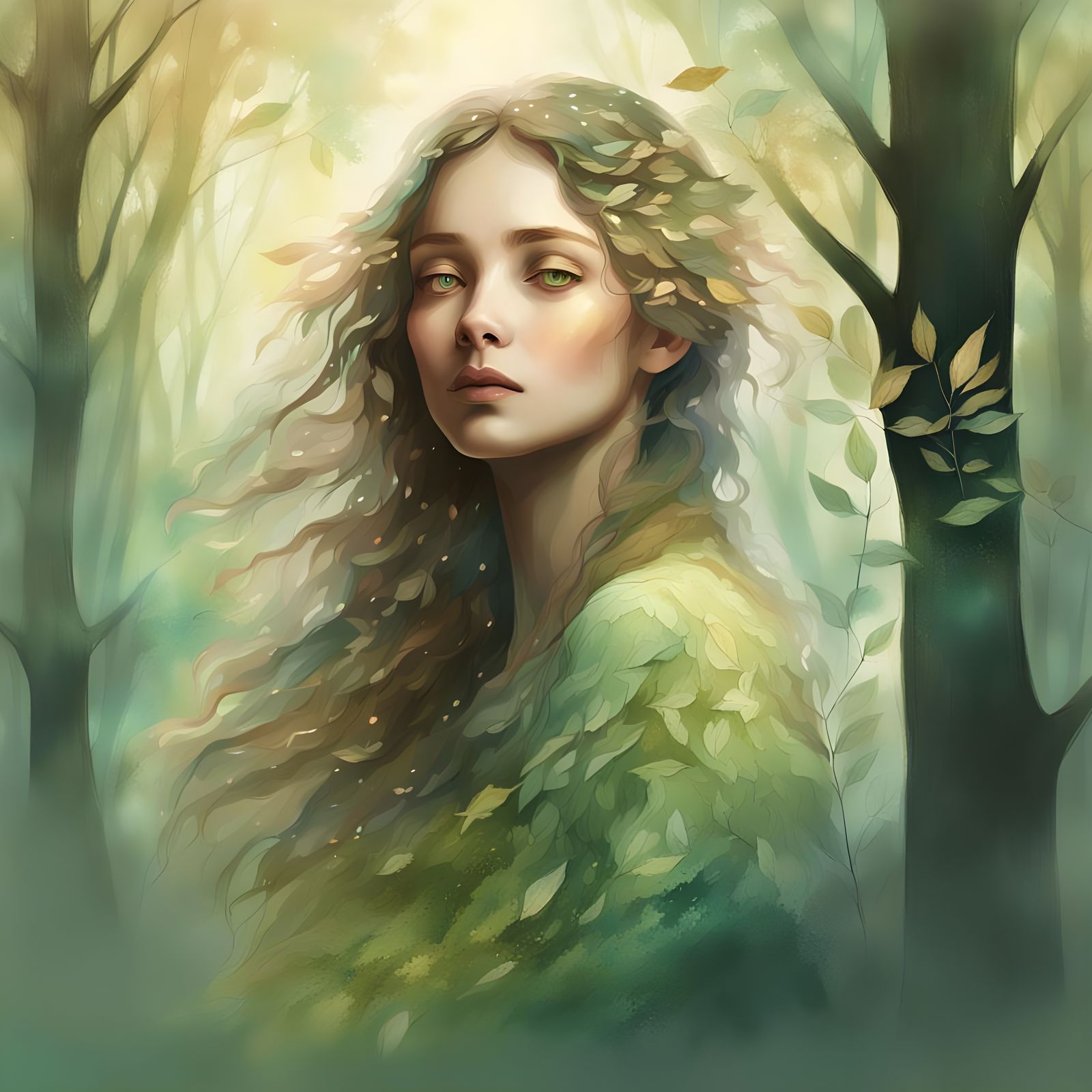 Ethereal Forest Spirit in Dreamlike Woods