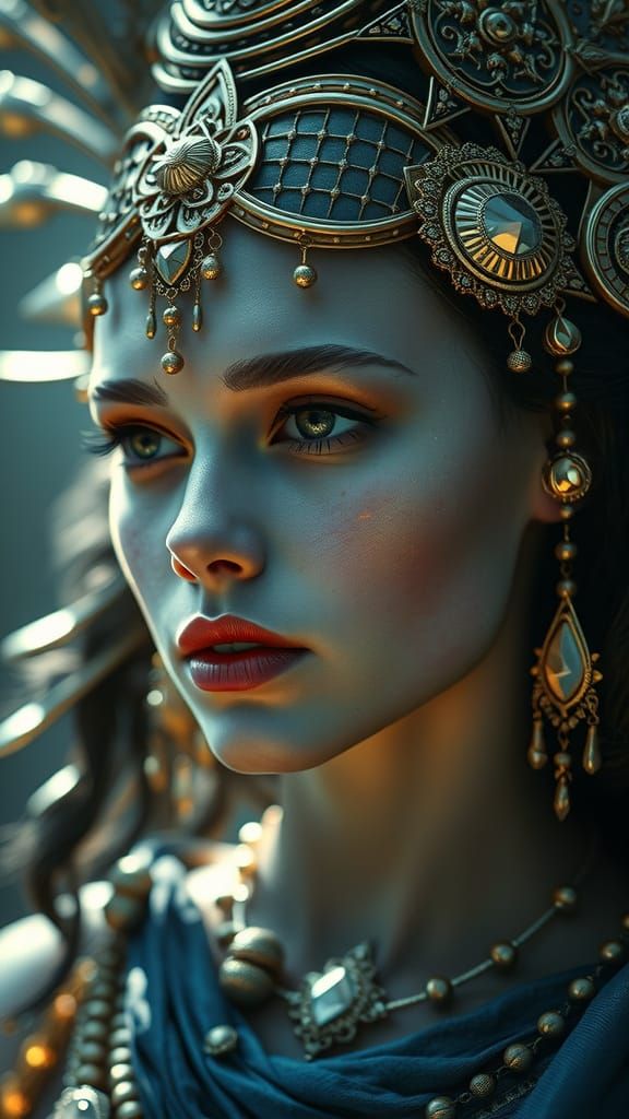 Goddess Promethea with Divine Markings: Digital Film Art