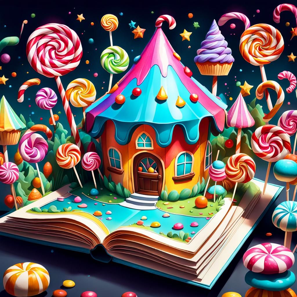 Magical Pop-Up Book in Candy Art Style