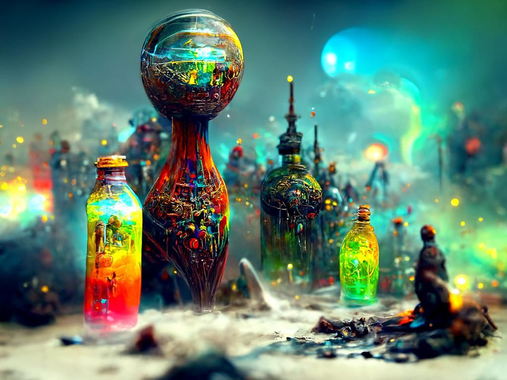Lightning in Bottles: A Hyperrealistic Digital Art