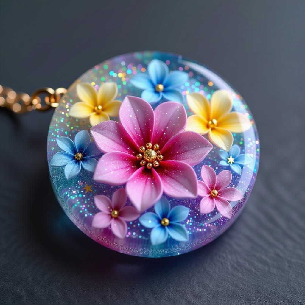 Sparkling Floral Resin Jewelry Gradient
